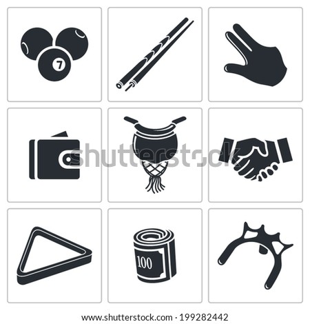 Billiard icons set 