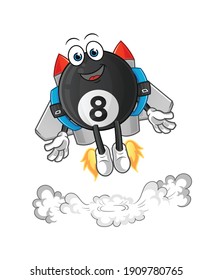 billar con mascota de jetpack. vector de dibujos animados