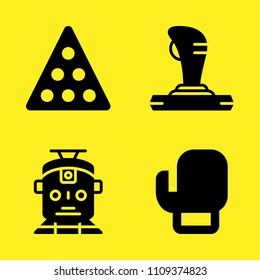 billiard, joystick, train and boxing vector icon set. Sample icons set for web and graphic design