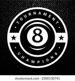 Billiard logo. Black ball color with the number eight. 8. Pool game. Snooker.