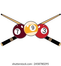 Billiard logo club with crossed cue stick. Cue sports
 icon logo	