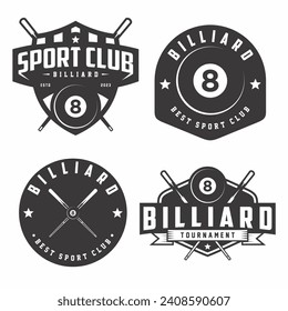 Billiard logo collection, emblem set collections. Billiard logo badge template bundle

