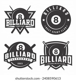 Billiard logo collection, emblem set collections. Billiard logo badge template bundle

