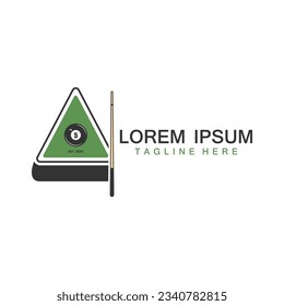 Diseño creativo con logotipo de Billiard. Icono de la placa deportiva de Billiard. Ilustración vectorial.