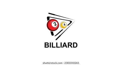 Billiard logo design with modern style premium vector