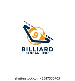 Billiard logo design vector template, Billiard Ball number 9 and triangle logo design