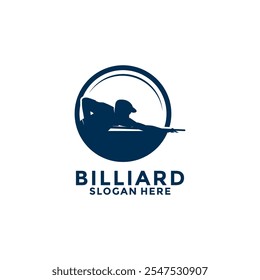 Billiard logo design vector template, Professional Billiard Player logo design icon