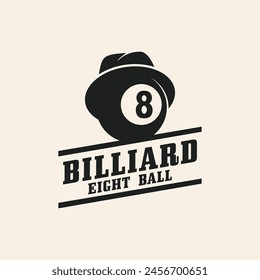 Billiard logo design vintage retro badge. suitable for bar, sports, billiard game center, billiard club, restaurant.