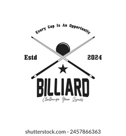 Billiard logo design vintage retro badge. suitable for bar, sports, billiard game center, billiard club, restaurant