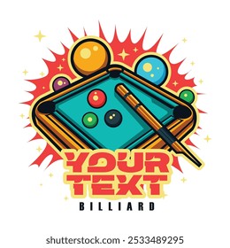 Billiard logo illustration vector, ball billiard