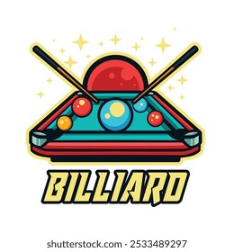 Billiard logo illustration vector, ball billiard