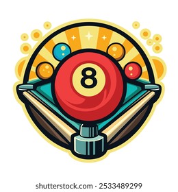 Billiard logo illustration vector, ball billiard