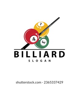 Billiard Logo Minimalist Design Ball and Stick Symbol Illustration Template