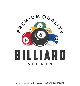 Billiard Logo Minimalist Design Ball and Stick Symbol Illustration Template