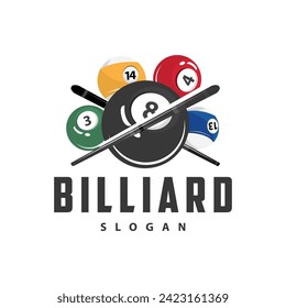 Plantilla de Ilustración de Ball de diseño minimalista con logotipo Billiard y Simposio Stick