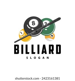 Billiard Logo Minimalist Design Ball and Stick Symbol Illustration Template