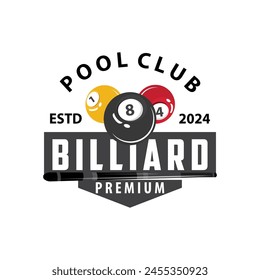 Billiard Logo Minimalist Design Ball and Stick Symbol Illustration Template