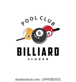 Billiard Logo Minimalist Design Ball and Stick Symbol Illustration Template