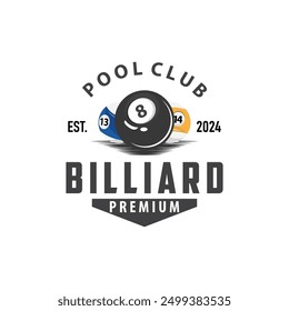 Billiard Logo Minimalist Design Ball and Stick Symbol Illustration Template