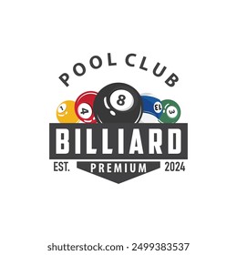 Billiard Logo Minimalist Design Ball and Stick Symbol Illustration Template