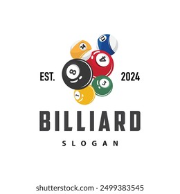 Billiard Logo Minimalist Design Ball and Stick Symbol Illustration Template