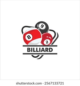 Billiard Logo Minimalist Design Ball and Stick Symbol Illustration Template