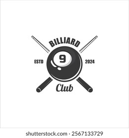 Billiard logo snooker logo sport design template snooker team emblem badge tournament logo design vector illustration