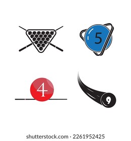 Billiard logo template. Billiard brand identity. Black and white isolated billiard ball logo concept. Game competition idea.