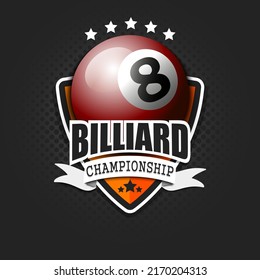 Billiard logo template design. Billiard logo. Vintage Style. Vector illustration on isolated background