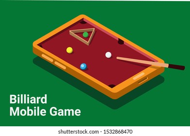 billiard mobile smartphone game isometric illustration vector