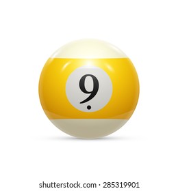 Billiard nine ball isolated on a white background vector illustration