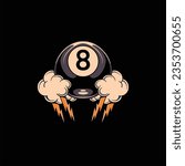 billiard on fire tattoo vector design