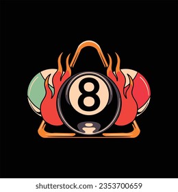 billiard on fire tattoo vector design