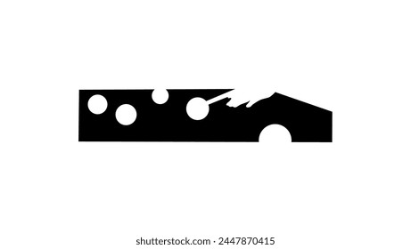 billiard player emblem, black, isolated silhouette