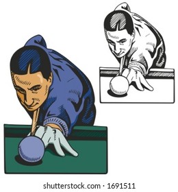 Billiard player. Vector illustration