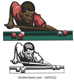 Billiard player. Vector illustration