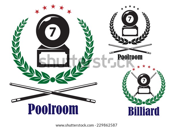 Billiard Pool Badges Emblems Showing Number Stock Vector (Royalty Free ...