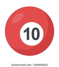 Billiard pool ball with number ten