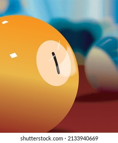Billiard Pool ball one yellow close up vector illustration
