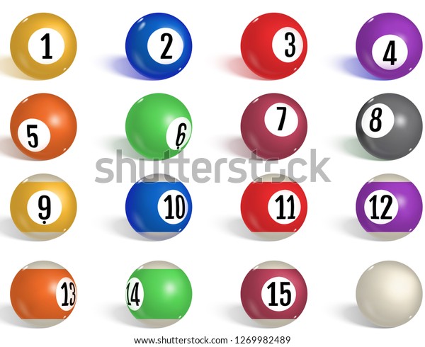 Billiard Pool Balls Collection Snooker Realistic Stock Vector (royalty 