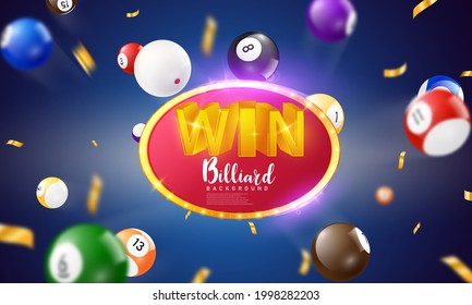 Billiard pool balls numbers sport theme. Vector