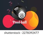 Billiard pool balls . Realistic glossy snooker ball Vector, Template, win,competition,banner Design , sport events,advertising, championship of Bowling Ball, 3D illustration,tournament, poster, flayer
