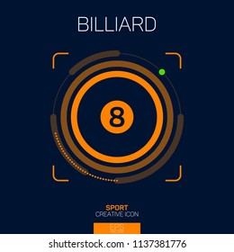 Billiard Pool creative line icon orange