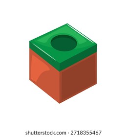 Billiard pool cue chalk icon vector illustration, snooker billiard cue chalk vector image, chalk cube for billiard or pool game, pool accessories icon, billiard clip art