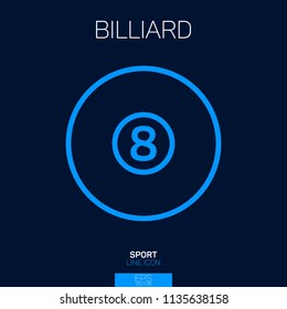 Billiard Pool line icon blue