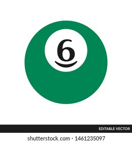 BILLIARD POOL NUMBER 6 ICON VECTOR