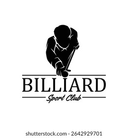 Billiard or Pool room Player Logo Design Illustration Vector
