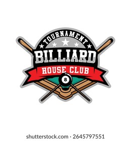 Billiard or Pool room Tournament Logo Design Illustration Vector