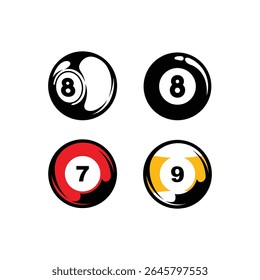 Billiard or Pool room Tournament Logo Design Illustration Vector