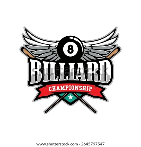 Billiard or Pool room Tournament Logo Design Illustration Vector